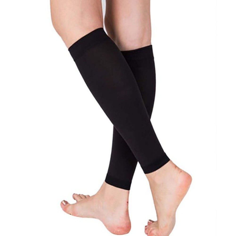 Stretch graduerede kompressionsstrømper knæhøje ortopædiske sokker fast tryk cirkulationsstrømper stretch lægstøttestrømper: Sort