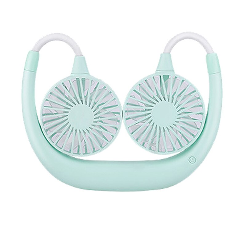 Neck Fan Portable USB Rechargeable Fan Personal Fan Wearable with Dual Heads for Travel Outdoor Office: green