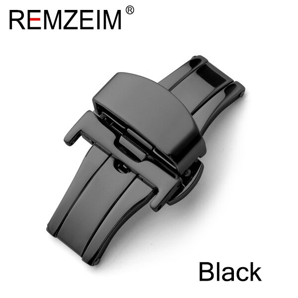 Armband 16mm 18mm 20mm 22mm 24mm Edelstahl Schmetterling Deployment Uhr Band Schnalle Feste Automatische taste Mit: Black / 24mm