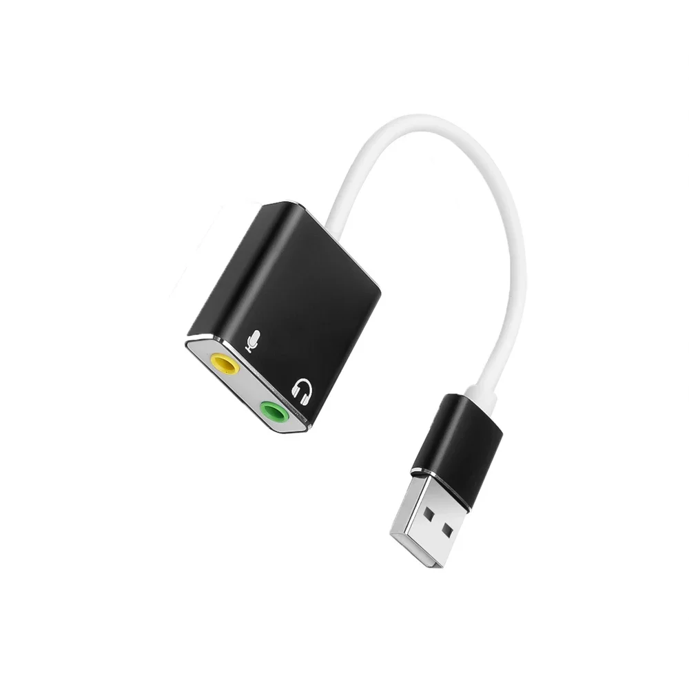 Placa de som interface de áudio usb adaptador de fone de ouvido placa de som para microfone alto-falante computador portátil placa de som externa: verde