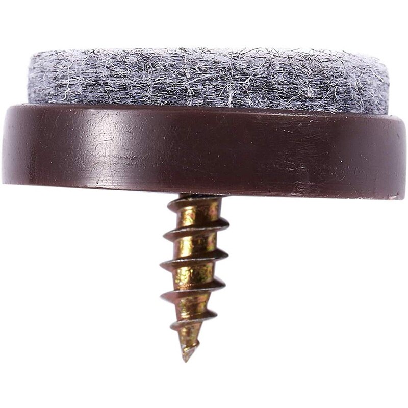 40pz Mobili scivolare, vite-in poi Feltro pad cursore pavimento protettore per Gamba di Legno Piedi di Sedia Da Tavolo Divano (28 millimetri, marrone)