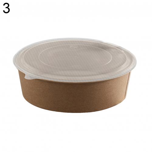 10Pcs Large Capacity Disposable Paper Bowl With Paper Lid Eco Takeaway Food Package Paper Cup Paper Lunch Box Picnic Container
