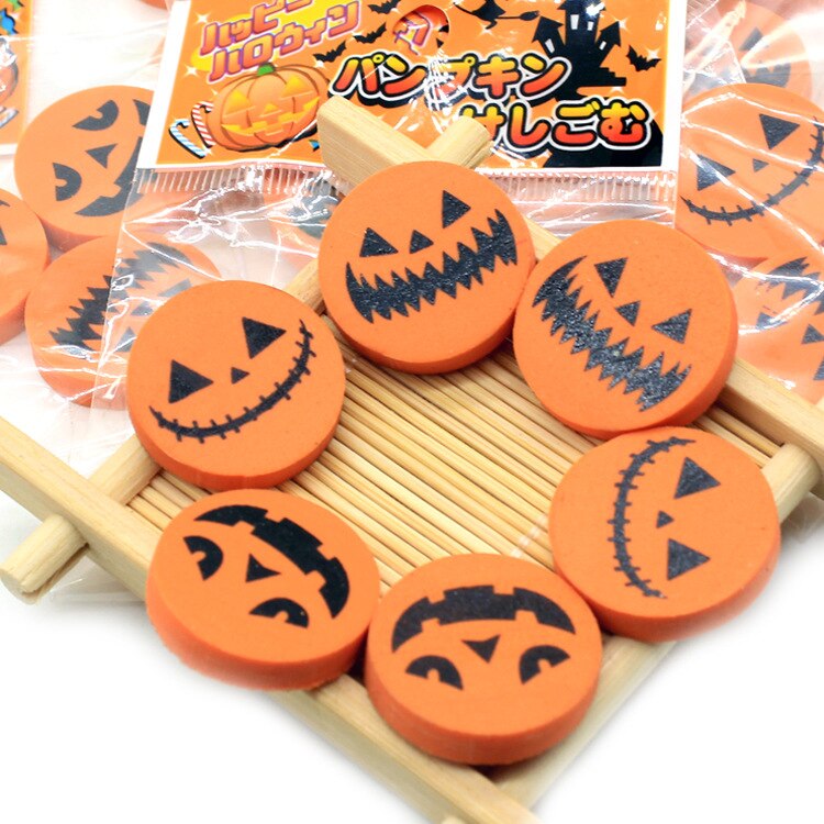 Halloween mini viskelærsett lite gresskar gummi viskelærsett 3 stk/sett