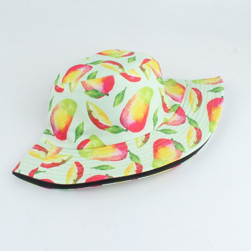 Summer Panama Hat For Women Fruit Mango Banana Pineapple Print Bucket Hat Men Reversible Fishing Fisherman Hats Hip Hop Caps