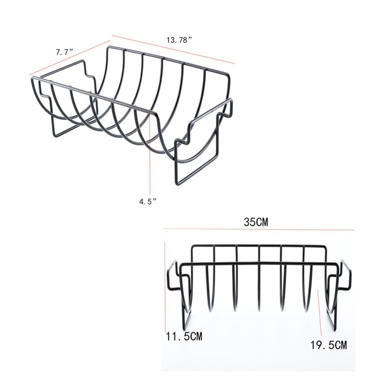 Non-stick ribbehylle stativ grillribbe og stekestativ rustfritt stål grilling bbq kylling biff ribber rack grillkurv
