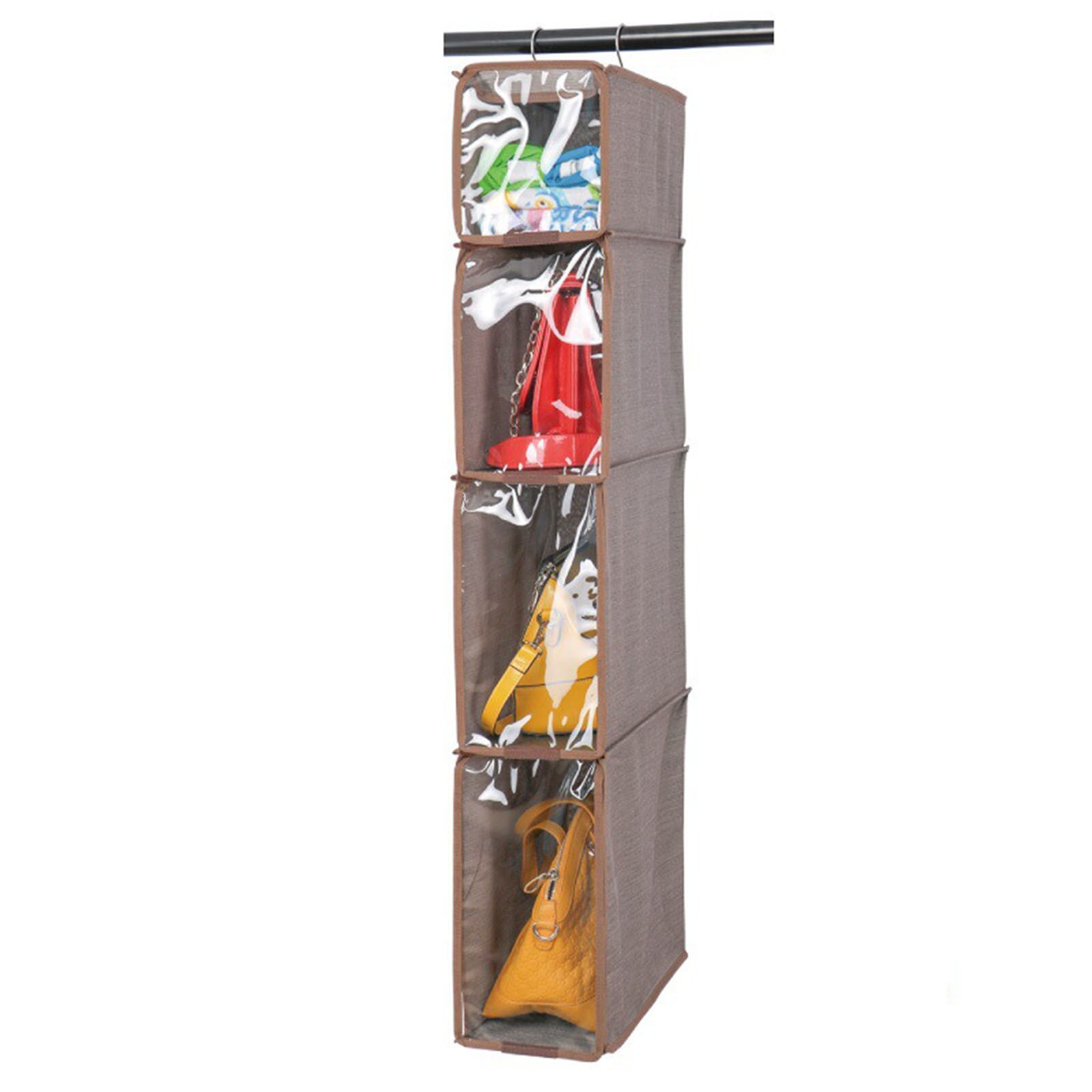 3/4 Pockets Shelf Tote Rack Bag Clear Hanging Purse Handbag Organizer Storage Holder Wardrobe Closets Homewares #t2g: E