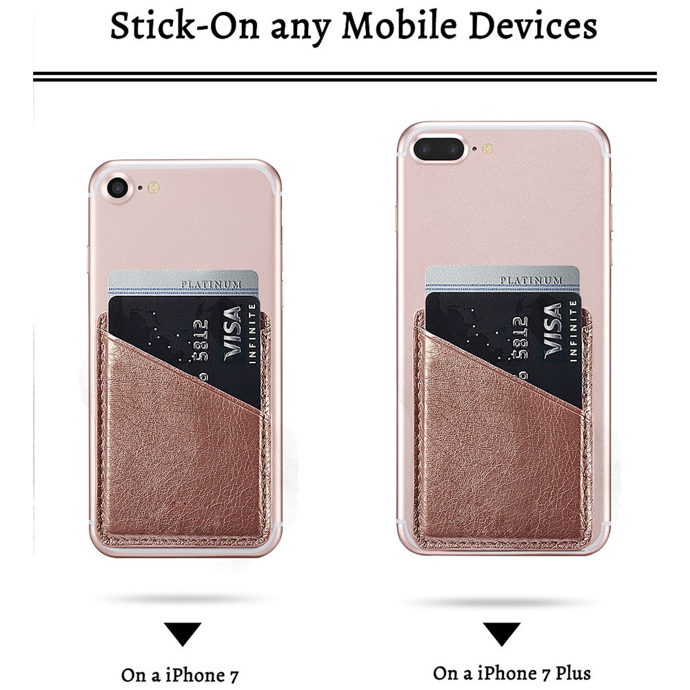 Back Solid Phone Card Holder Stick On Leather Mini Secure Double-deck Adhesive Wallet Universal Inserting Case Pocket