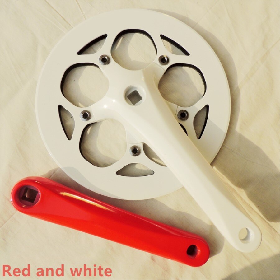 Prowheel Hao Meng 48 tooth 170mm variable speed folding bicycle sprocket wheel aluminum alloy 110BCD square hole: Red and white