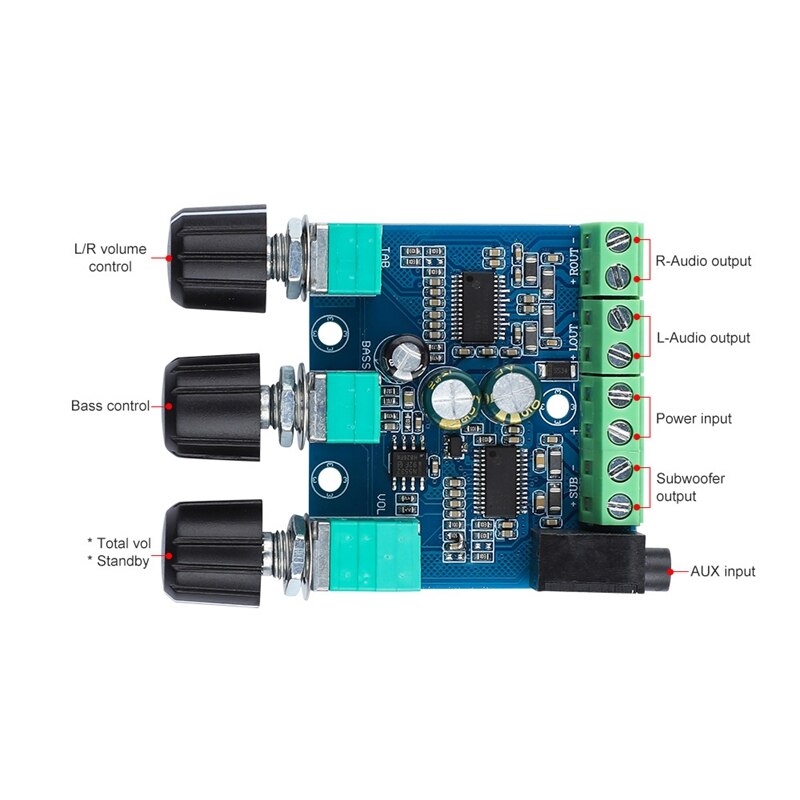 2.1 TPA3110 Subwoofer Audio Amplifier Board 15Wx2+30W Mini Stereo NE5532 OP AMP Bass AMP for Woofer Speaker Home Theatre