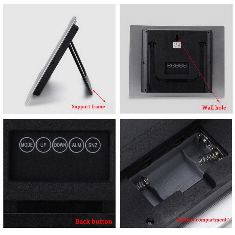 Thermometer Humidity Wall Clock Watch Clock Led Digital Table Alarm Desktop Temperature Hygrometer Radio Controlled Clock