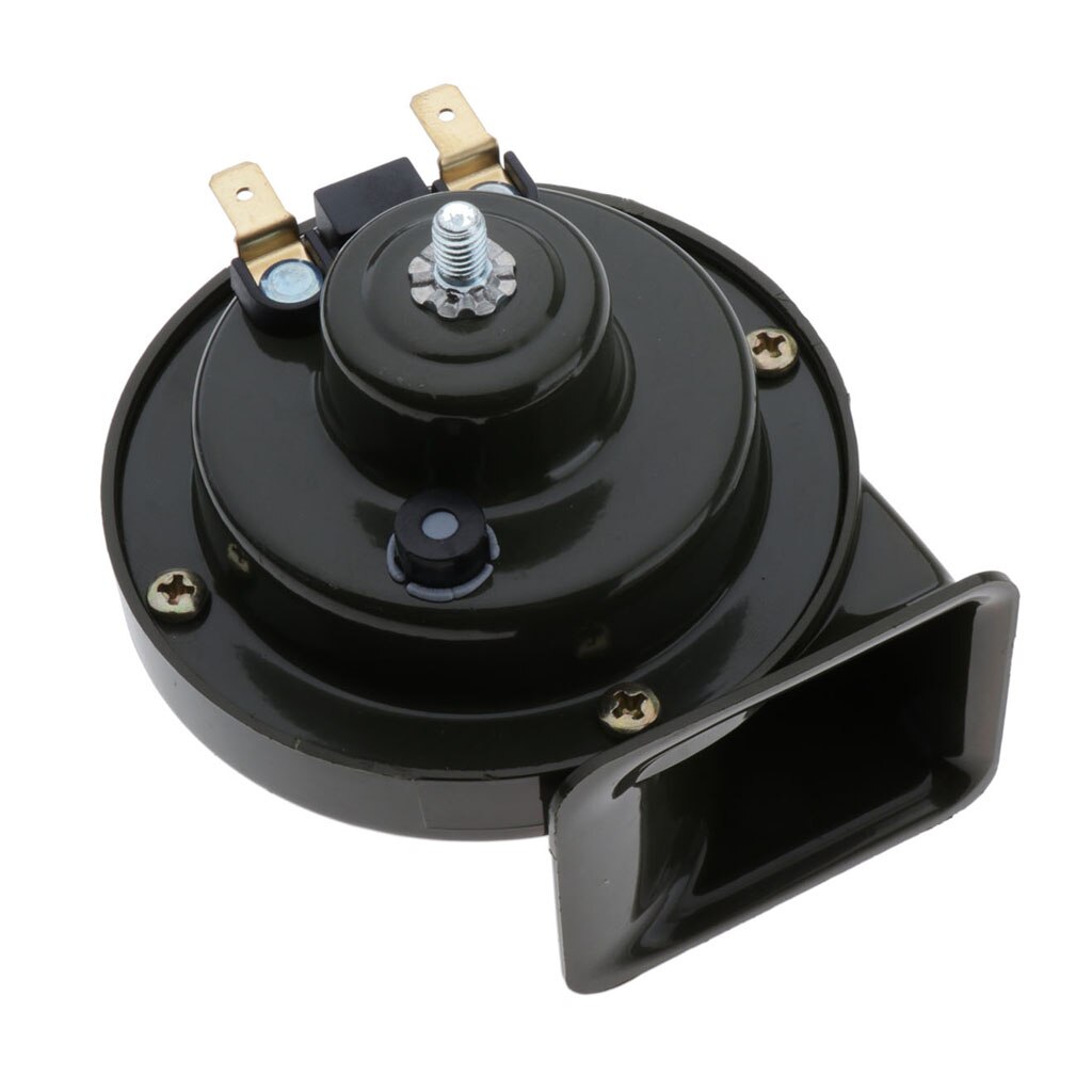JC Performance USA Compact 12V Motorcycle Horn - Vented, Matte Black With Bracket