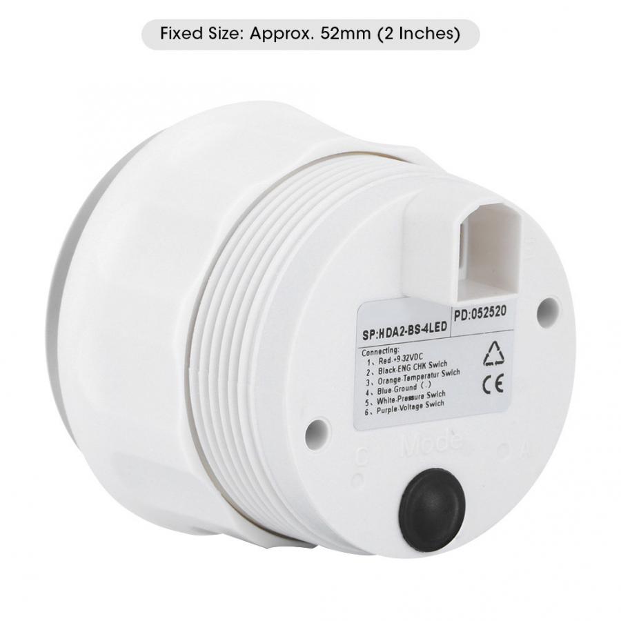 52mm/2in multifunktions 4 led alarm indikator volt vand temp olietryk alarm måler 12/24v til marine båd vand temp adapter
