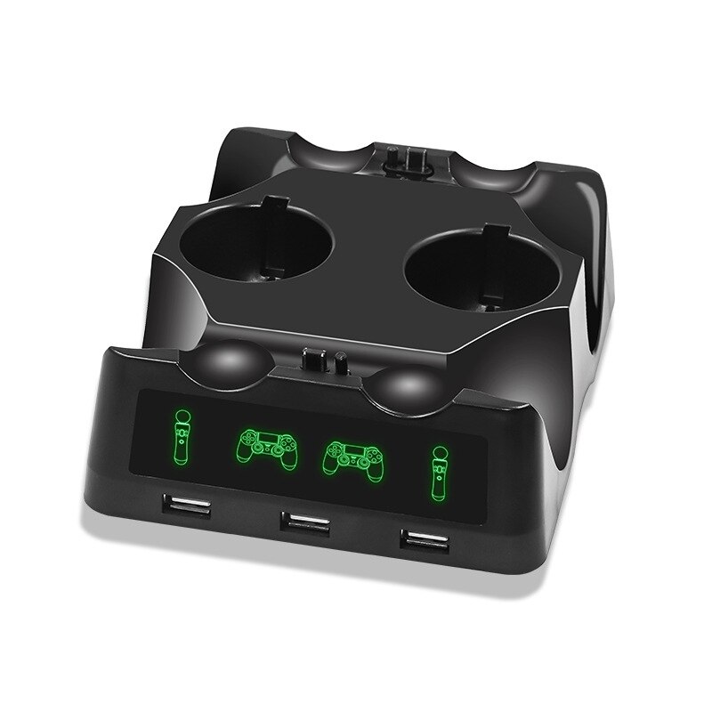 Carregador multifuncional, compatível com ps4ps4 ps vr/move4, estação de carregamento com cabo