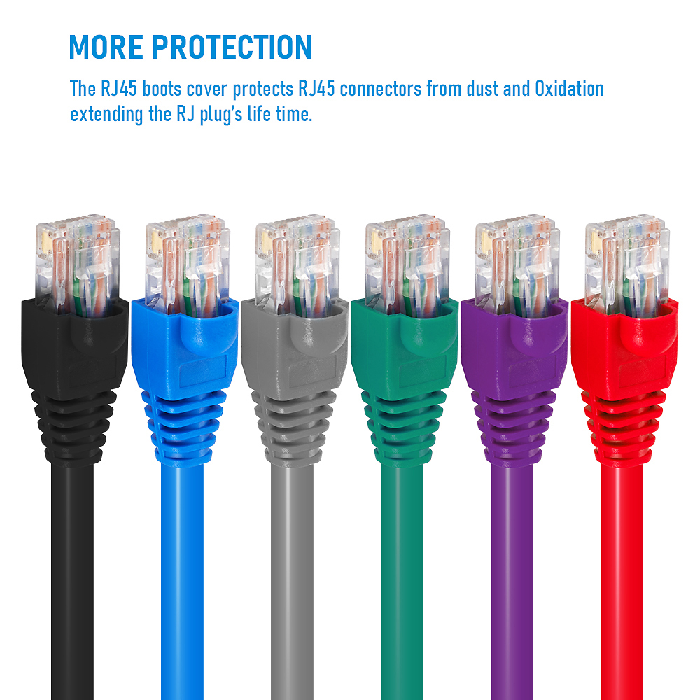 Blandet farve cat 5e cat 6 rj45 ethernet netværkskabel trækaflastningskapper kabelstik stikdæksel