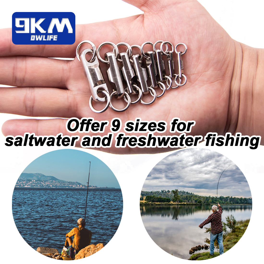 Heavy Duty Fishing Swivels Ball Bearing Swivel with Solid Welded Rings Stainless Steel Swivels Connector Tackle for Saltwater