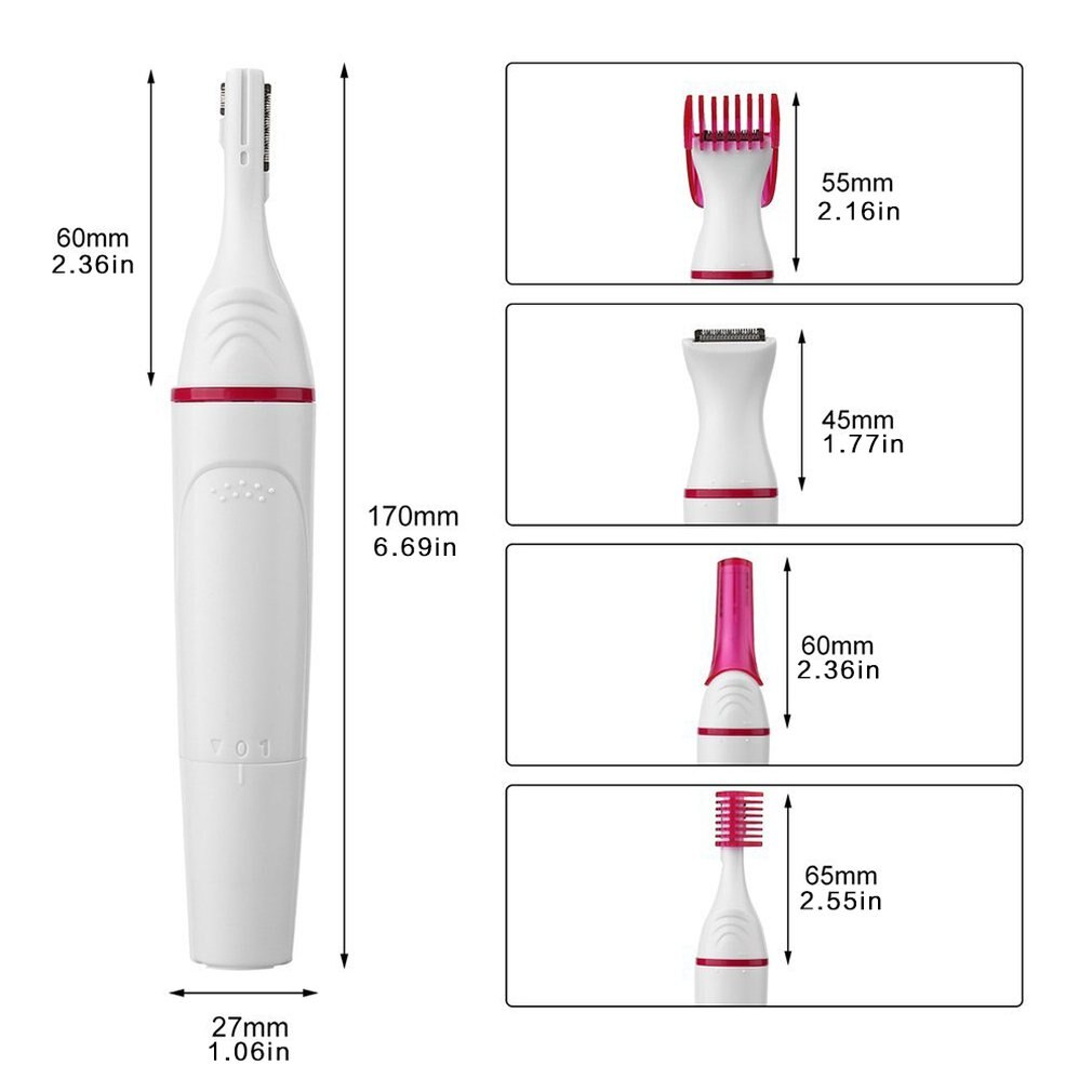 5 In 1 Vrouwen Ontharing Vrouwen Scheerapparaat Vrouwelijke Scheren Machine Elektrische Trimmer Scheermes Bikini Voor Wenkbrauw Gezicht Onderarm
