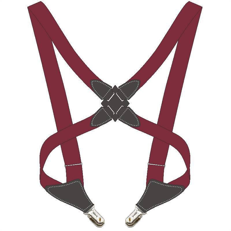 Vintage Holster-Style Elastic Side Clip Suspenders For Men Accessories Cross-Over Back Adult Braces Strap Suspenders 105x2.5cm: Red wine