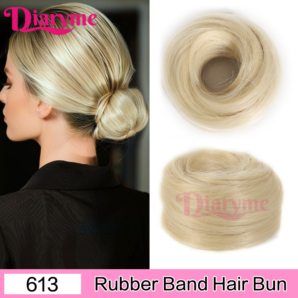 Cabelo sintético coque mulher em linha reta updo laço de cabelo elástico de borracha chignon extensões de cabelo faixas de cabelo natural fo: P1B/30