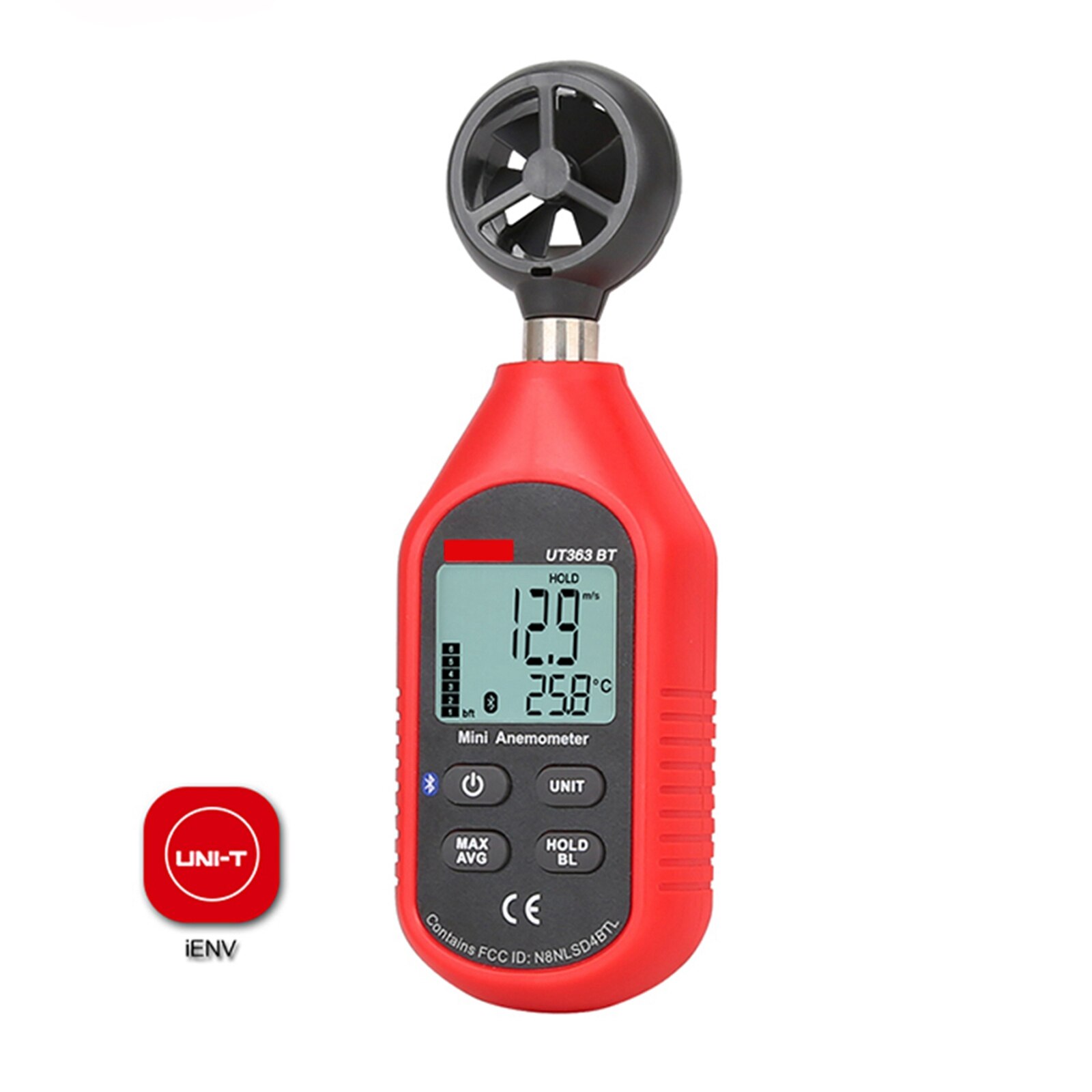 UT363/UT363 Bluetooth LCD Backlight Digital Display Anemometer Handheld Wind Speed Meter for Measuring Wind Speed or Temperature: UT363BT Bluetooth