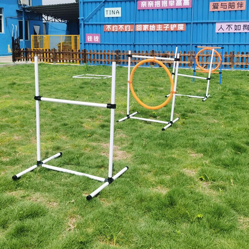 Kit de dressage de chien tige d'enroulement, anneau de saut, aire de repos, tige de saut, matériel en plastique fournitures de formation en plein air