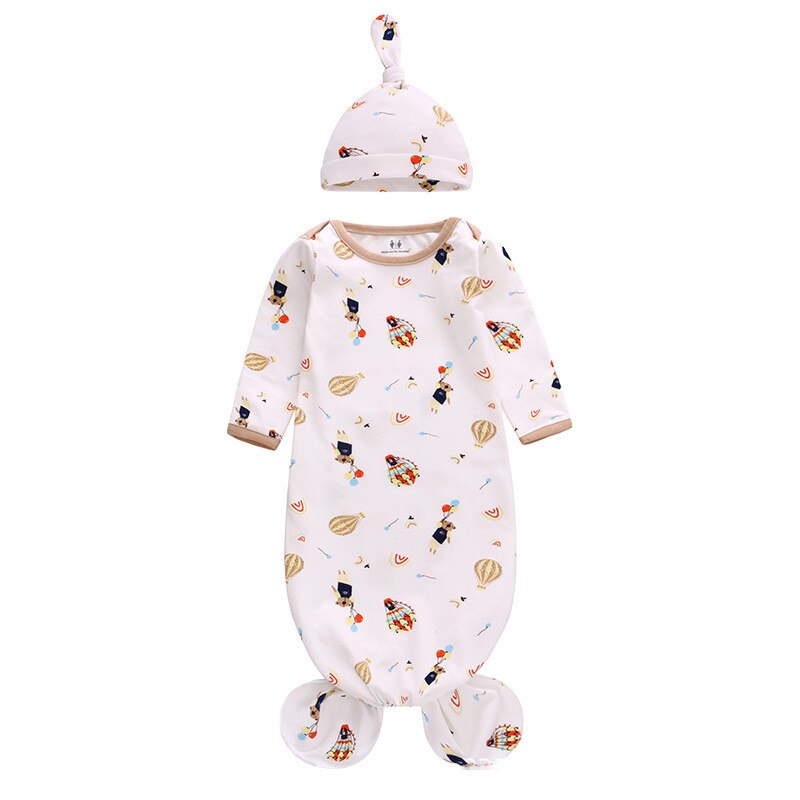 Saco de dormir anudado para bebé, ropa de dormir de algodón para el sueño de bebé recién nacido, de manga larga, con sombrero para niña y niño de 0 a 12 meses: bear