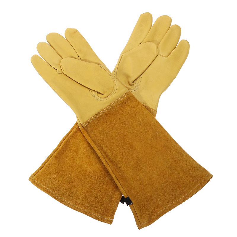 1 Pair Garden Gloves Rose Pruning Gauntlet Gloves Thorn Proof Long Sleeve Leather Gloves for Men Women S/M/L/XL: Yellow / L