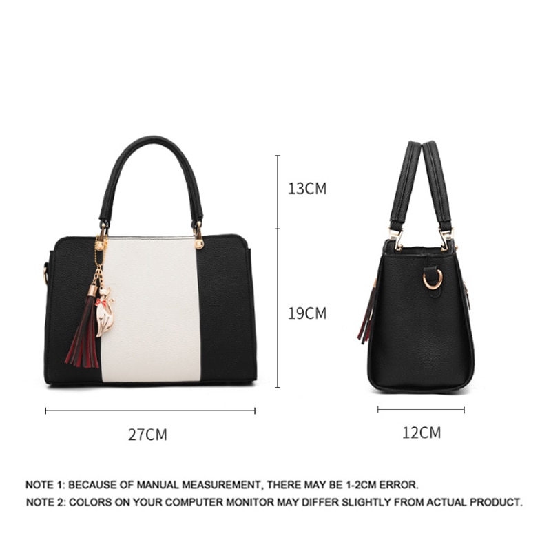 Kat Hanger Vrouwen Handtassen Crossbody Schouder Dames Lederen Handtassen Kwastje Patchwork Mode Winter Vrouwen Messenger Bags Bolsa