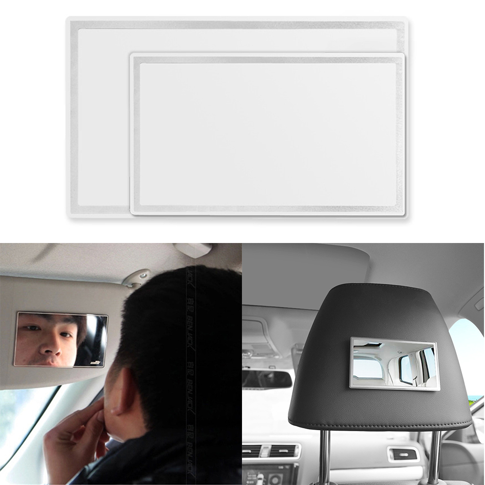 Espejo cosmético de coche de acero inoxidable, espejo de maquillaje portátil con sombreado solar, práctico Interior de coche