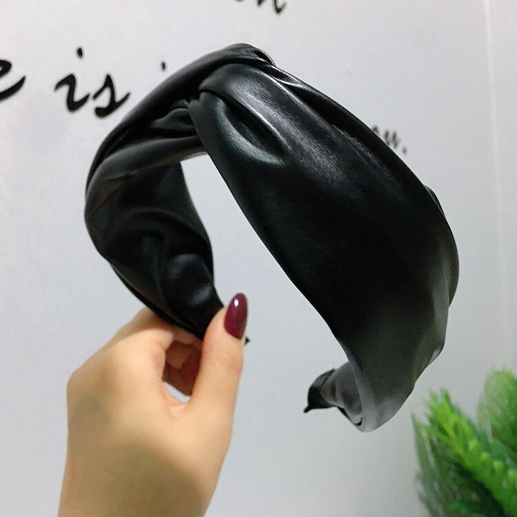 Pu Lederen Hoofdband Voor Vrouwen Effen Kleuren Brede Zijde Haarbanden Hoofddeksels Haarband Haar Hoepel Hairwear Haar Accessaries Voor Meisjes