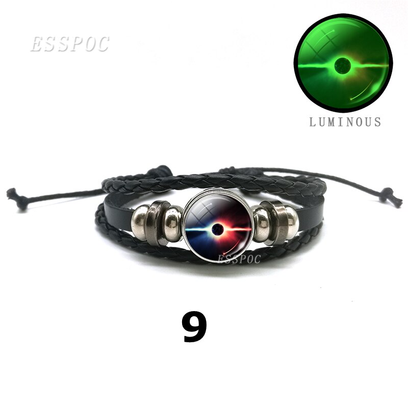 YinYang potins en cuir noir Bracelet lumineux rétro Tai Chi Kung Fu Logo bouton pression Bracelet hommes et femmes bijoux accessoires: 9
