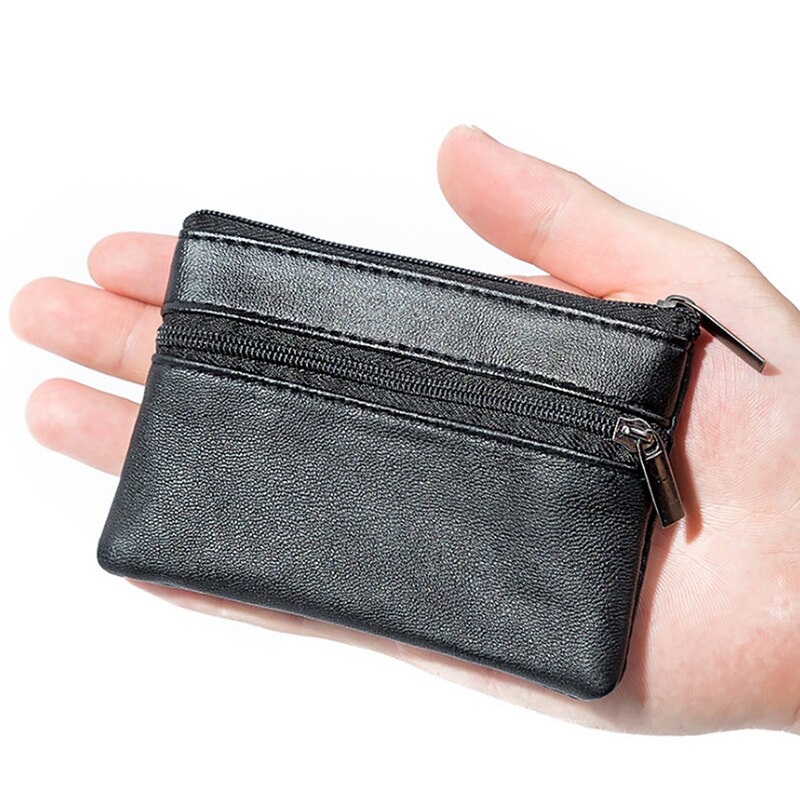 Mannen Vrouwen Lederen Portemonnee Portemonnee Kaart Coin Key Storage Case Soft Holder Zip Zwart Mini Coin Zakken Bag rits Zakje