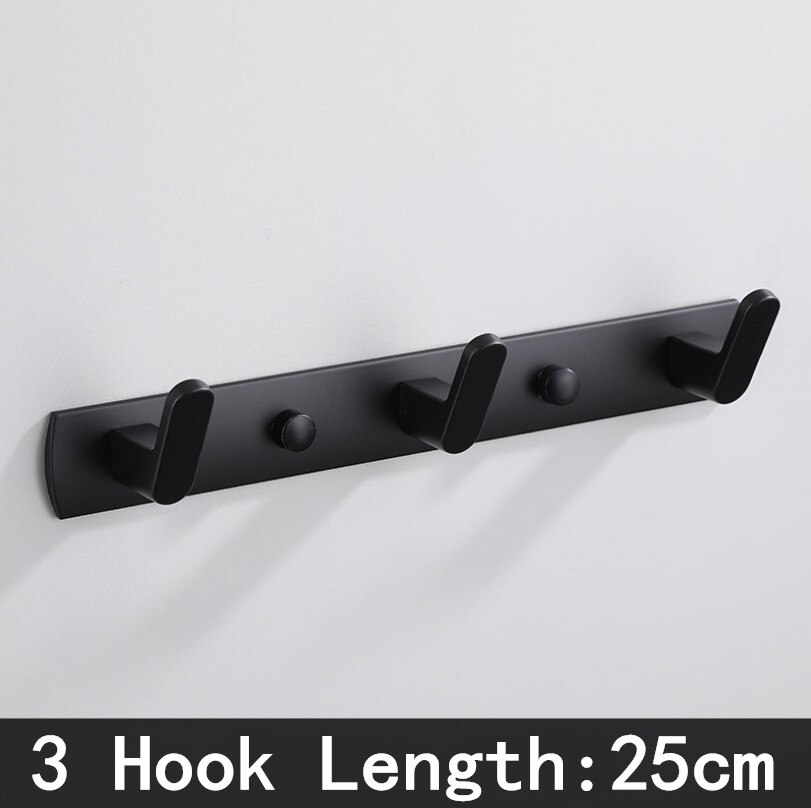 Zwart Wit Gewaad Haak Badkamer Handdoek Haken Handdoeken Zak Hoed Haak Wandmontage Kleding Coat Hook Muur Hanger Badkamer Hardware: Black- 3 Hook