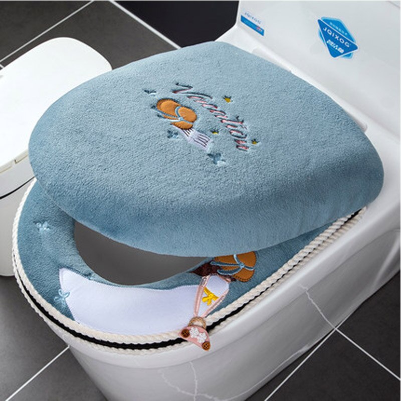 Cotton Linter Overcoat Toilet Case Bathroom Multi Color Toilet Mat Warm Toilet Seat Cover: A13