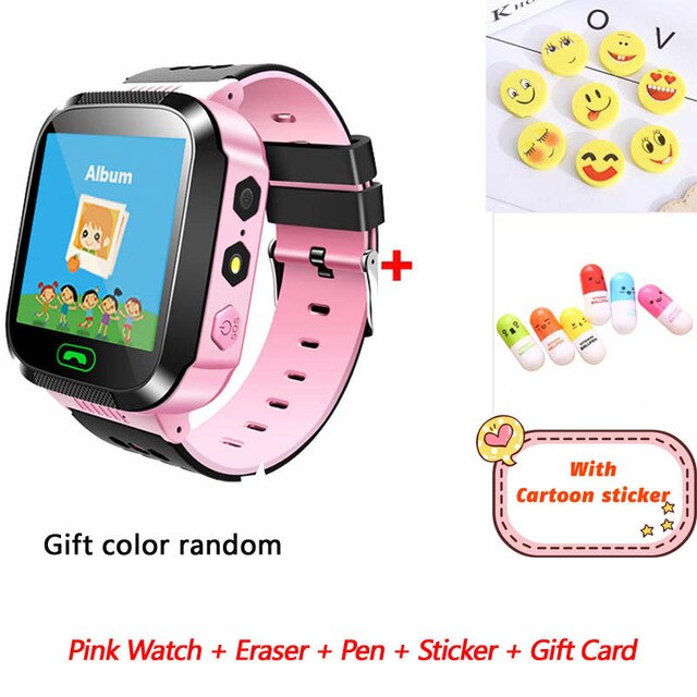 Q02 enfants montre intelligente caméra éclairage enfants regarder écran tactile SOS appel LBS suivi localisateur enfants bébé montre intelligente: Pink with gift 2