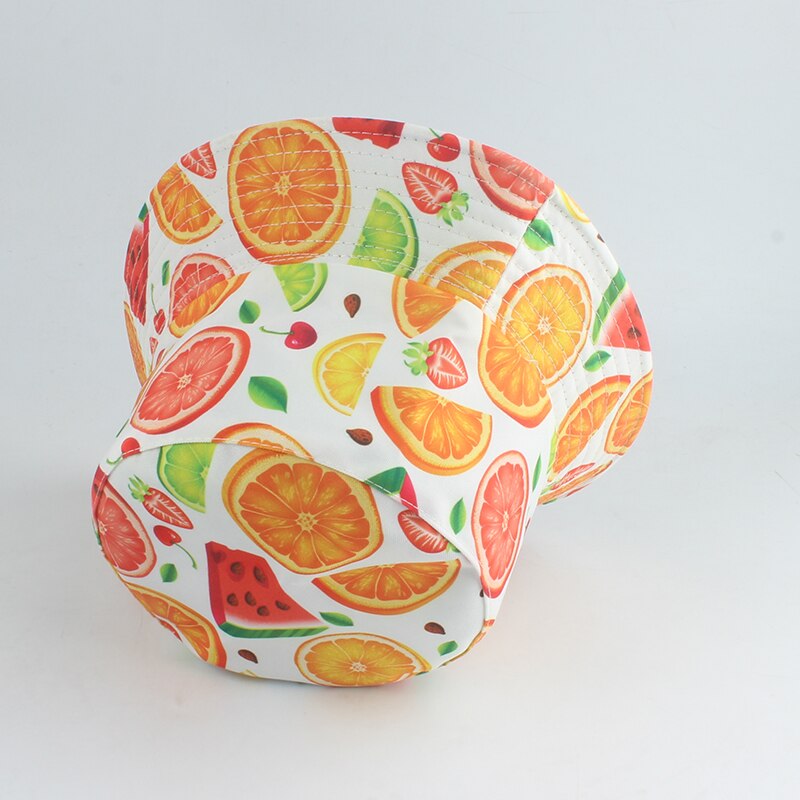 Zomer Zon Hoeden Voor Vrouwen Mannen Panama Emmer Cap Fruit Watermeloen Oranje Banaan Aardbei Gedrukt Visser Hoed