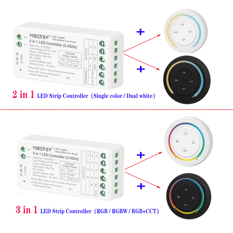 *Miboxer 2.4G Sonnenaufgang Fernbedienung Regenbogen Dimmer 2 oder 3 in 1 LED-Streifen-Glühbirnen-Regler