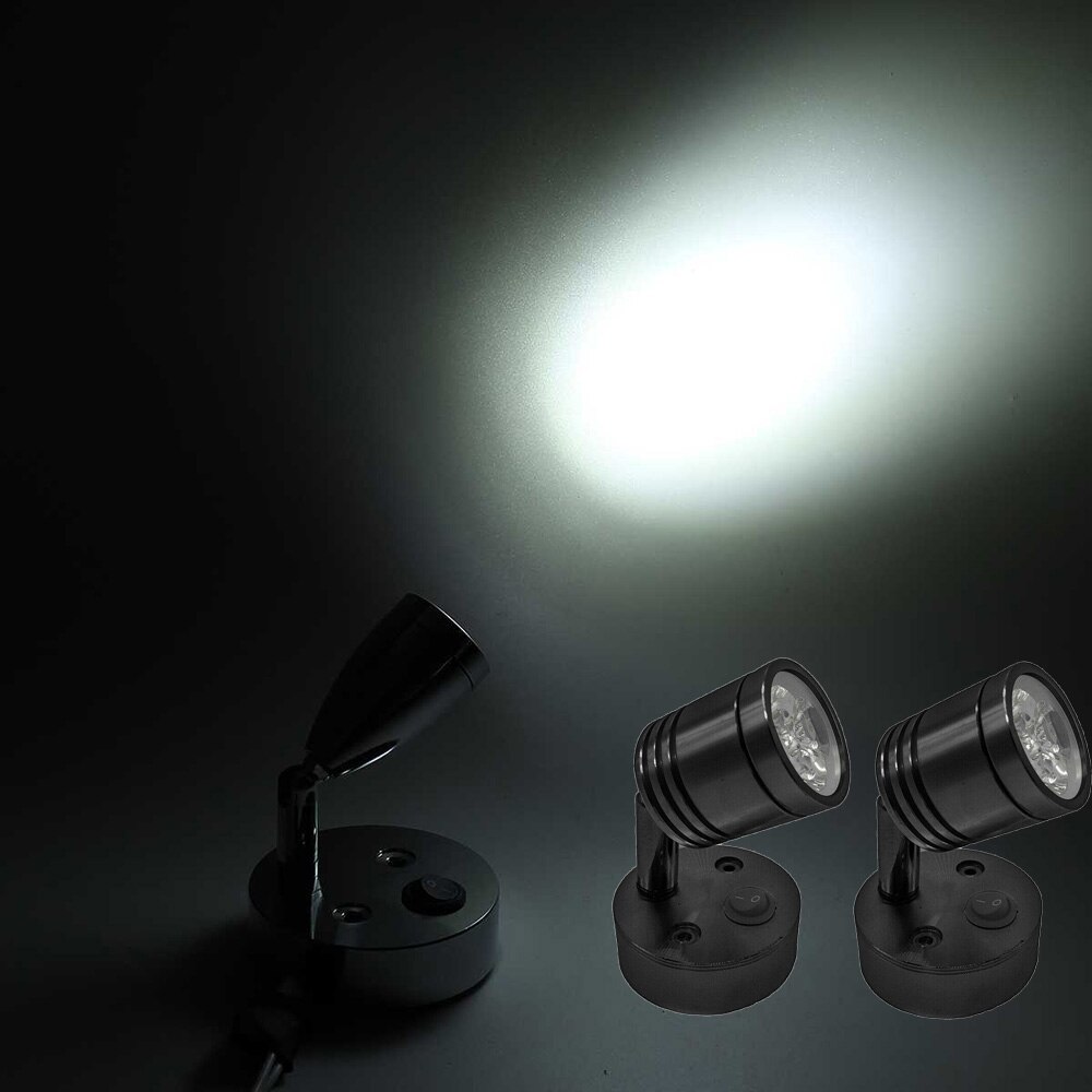 2x spots led pour liseuse, interrupteur, camping-car, caravane, bateau 12v camping-car, flexible: 1