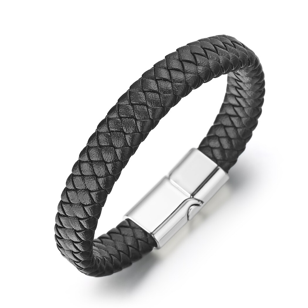 Nedar Mannen Vintage Rvs Lederen Pols Armbanden Armbanden Trendy Handgemaakte Rope Wrap Armbanden Mannelijke Punk Jewlery
