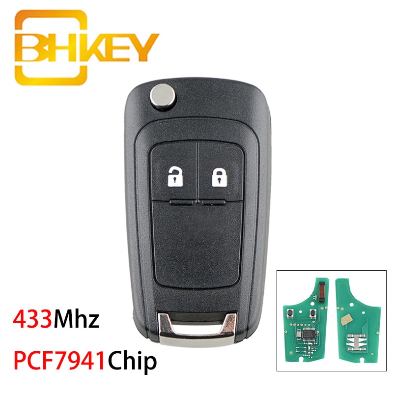 BHKEY 433Mhz 2 Buttons Smart Car Key for Opel/Vauxhall Corsa D 2007+, Meriva B + Car Remote Key PCF7941 Chip