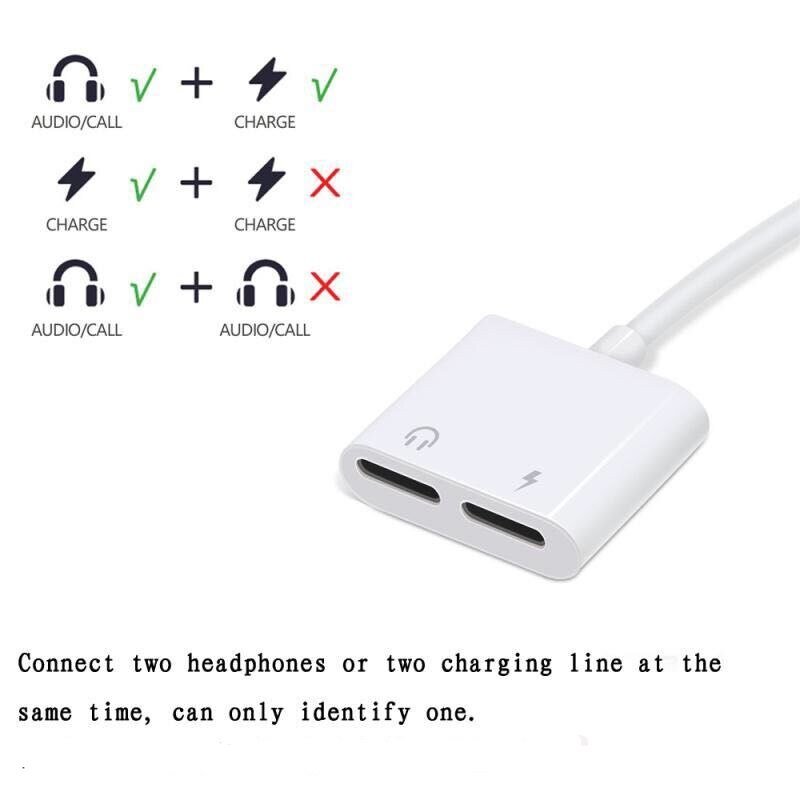 2 in 1 adapter for iphone 7 7 plus ladelytting lightning  to 3.5mm jack adaptere for iphone 8 8 plus x hodetelefonkonverter