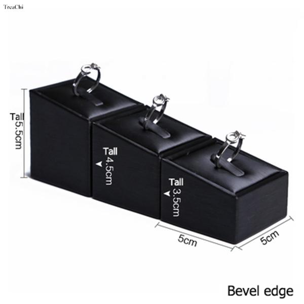 Jewelry Store Black PU Ring Display Holder Riser Jewellery Exhibition Rack Pawn Shop Counter Retail Showcase Stand Organizer
