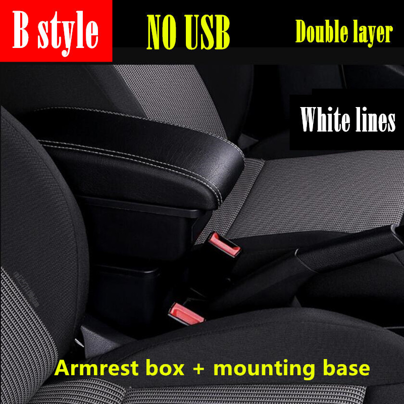 Auto Armsteun Voor Nissan Versa Armsteun Doos Almera Centrale Winkel Inhoud Opbergdoos Interieur Met Usb Interface: B3 white line NO USB
