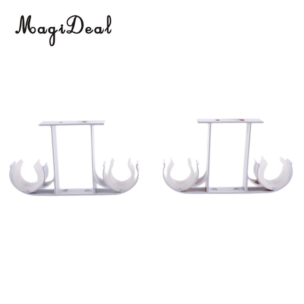 2x Aluminium Gordijnroede Pole Muur Beugels Haak Houder Dubbele Stang