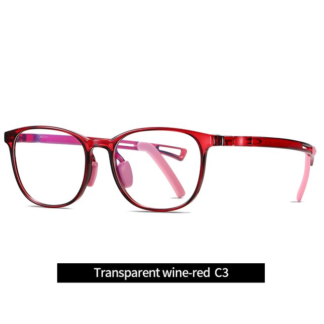 5111 Child Glasses Frame for Boys and Girls Kids Eyeglasses Frame Flexible Eyewear for Protection and Vision Correction: transparent red