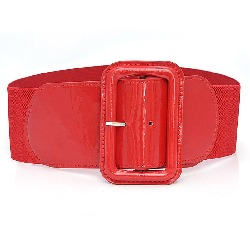 Patent Leather Waistband Casual Adjustable Women Belt Wide Elastic Corset Belt Big Buckle Belt Slim Decorative Waist belt