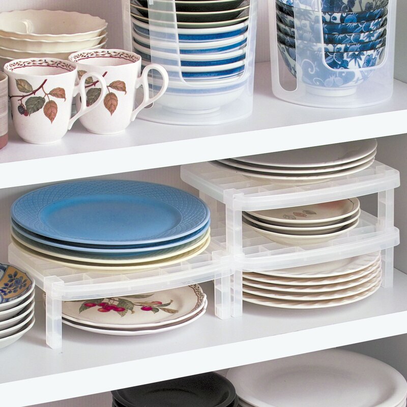 Single Layer Dish Plate Storage Organizer Transparent Antibacterial Vertical Rack Kitchen Frame Space-Saving MJ1104