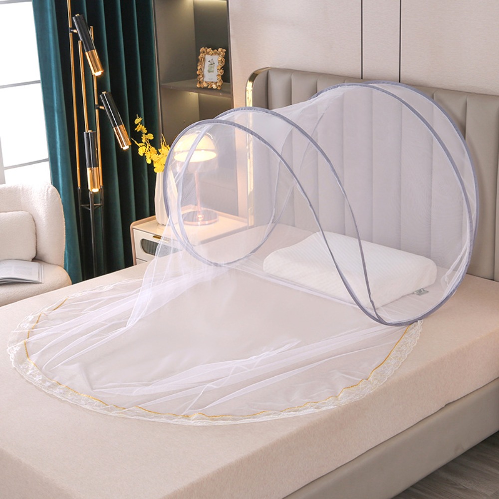 Klamboe voor uitstapjes Opvouwbaar anti-muggen-insectennet voor hoofdslapen Draagbaar enkel klamboe voor bed Zomer: WIT