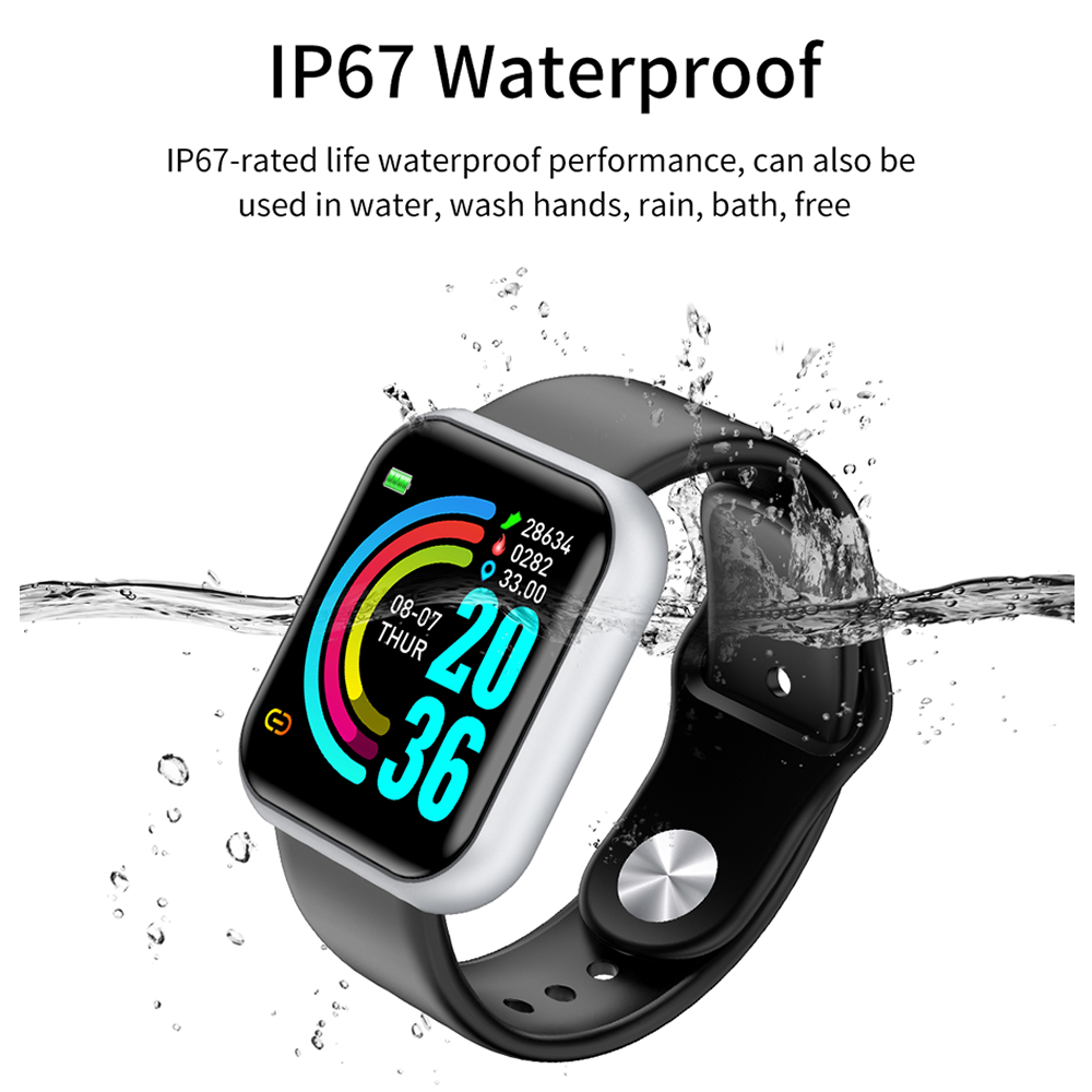 Y68 montre intelligente 1.3 pouces étanche pression artérielle fréquence cardiaque Fitness Tracker bracelet intelligent Sport Smartwatch hommes Android et IOS