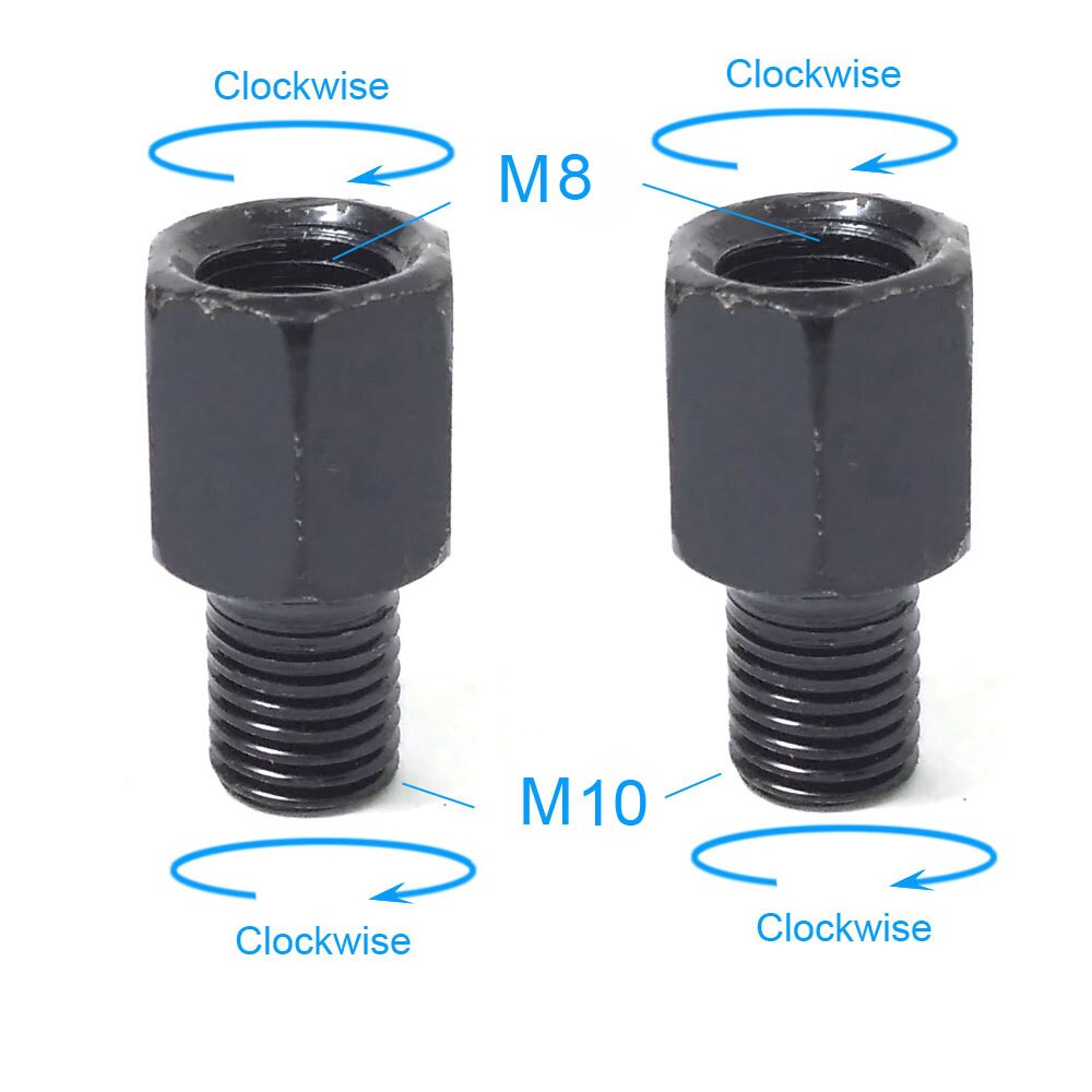 Pair Black Motorcycle Mirror Adapters M10 10MM M8 8MM Rearview Mirrors Conversion Bolt Clockwise Anti-clock Right Left Thread: 2x M8M10  RR