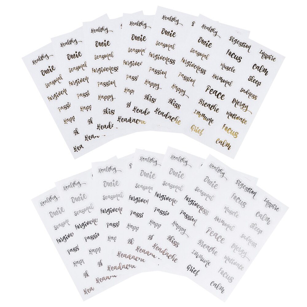 Étiquettes adhésives pour huiles essentielles, étiquette autocollante pour bouteille, étiquette autocollante pour organisateur de bouteilles d&#39;huile essentielle, 10 feuilles